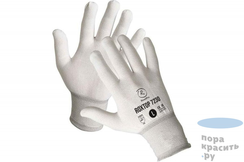 RoxelPro Перчатки защитные ROXTOP 7230 без покрытия для точных работ, белые, размер 9\L