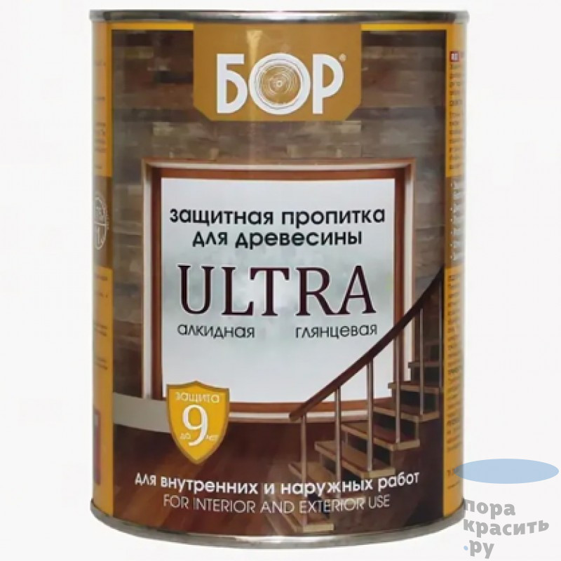 Защитная пропитка для древесины Ultra БОР Бесцветный 1л (0,75кг)